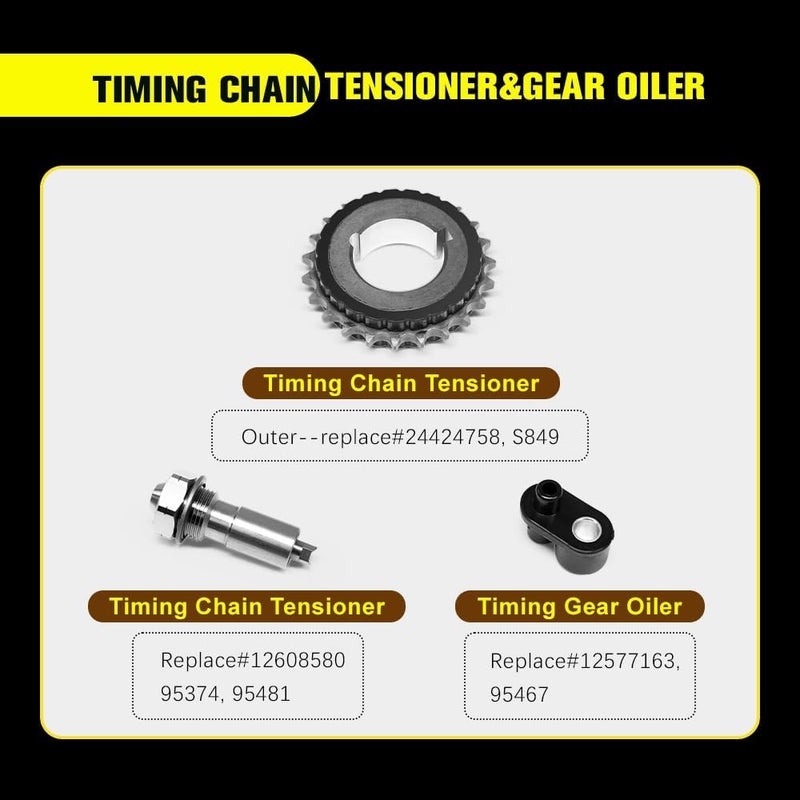 loosoo Engine Timing Chain Kit W/VVT Sprocket Compatible with Chevrolet Equinox/Malibu 2009-2017, Buick LaCrosse/Regal 2011-2017, Pontiac G5 2009-2010, GMC Terrain 2011-2017 2.2L 2.4L 4Cyl - Image 5